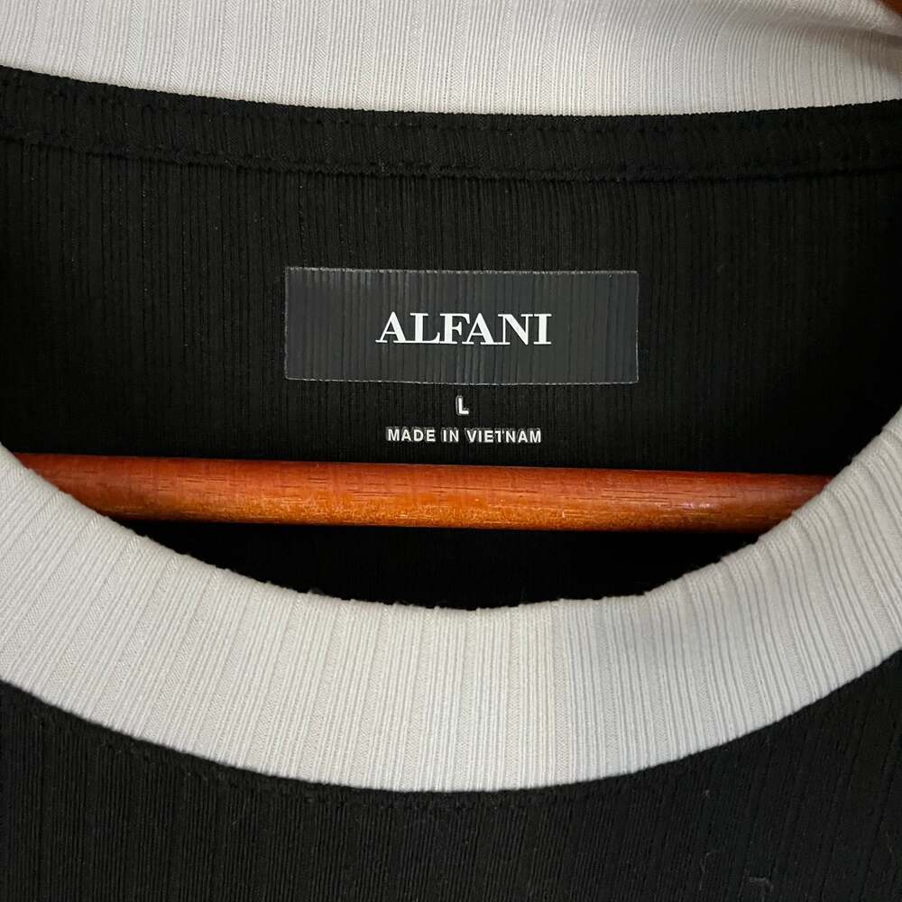 Alfani Black & White Contrast V-Neck Short Sleeve T-Shirt